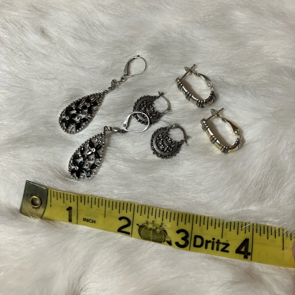 Sterling Silver Earring Lot-3 Pairs